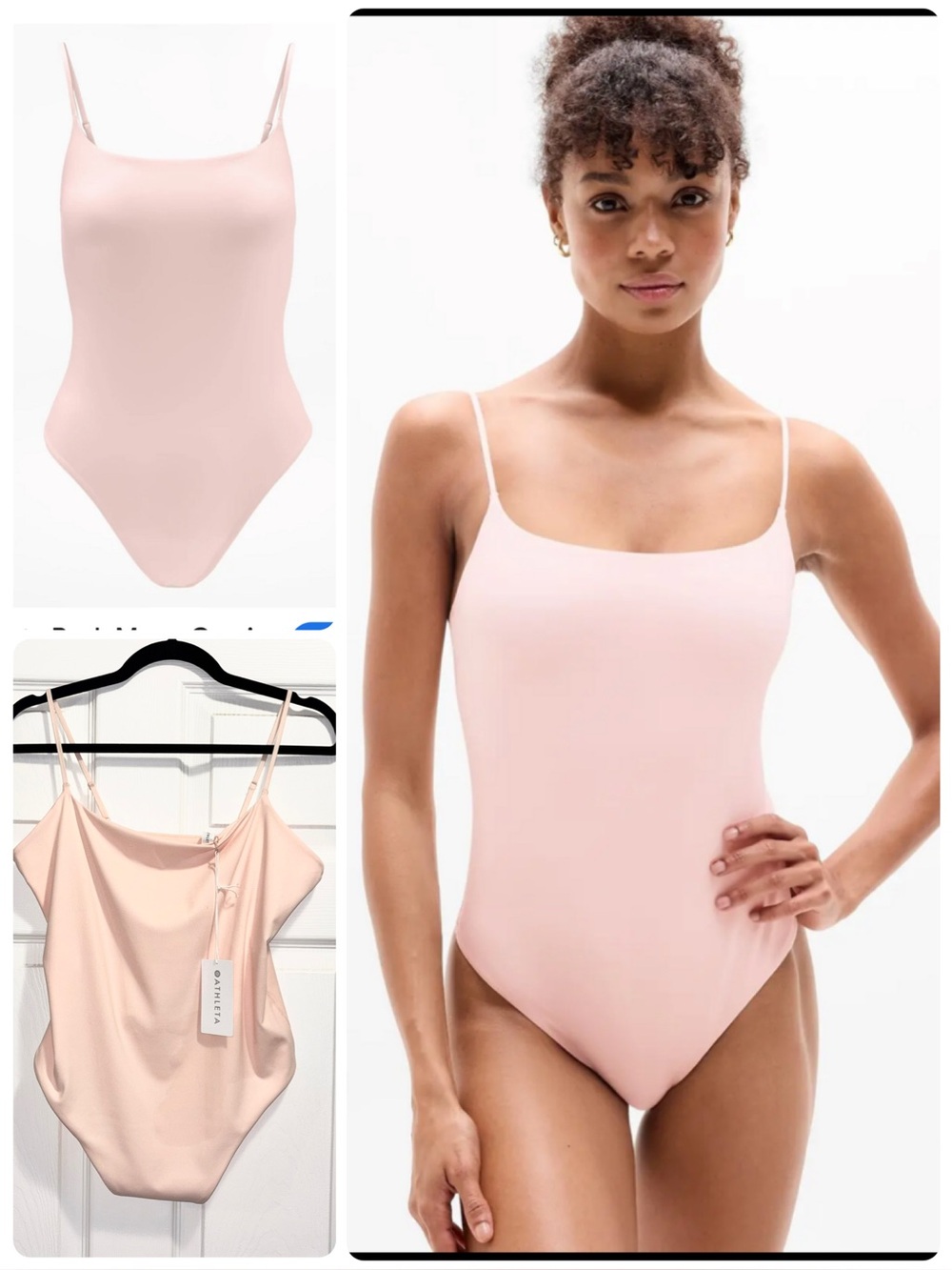NWT Athleta Bodymove Cami Bodysuit Pink Vitaform Thong Strappy Size Large